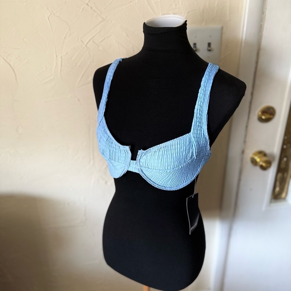 ❤️NEW Nasty Gal Blue Aqua Underwire Bikini Top in Blue Sz 8 Summer Beach - Picture 2 of 7